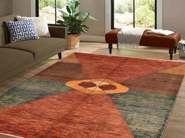 Boho Chic Gabbeh Irina Rust/Brown Wool Rug - 6'7'' x 9'10''